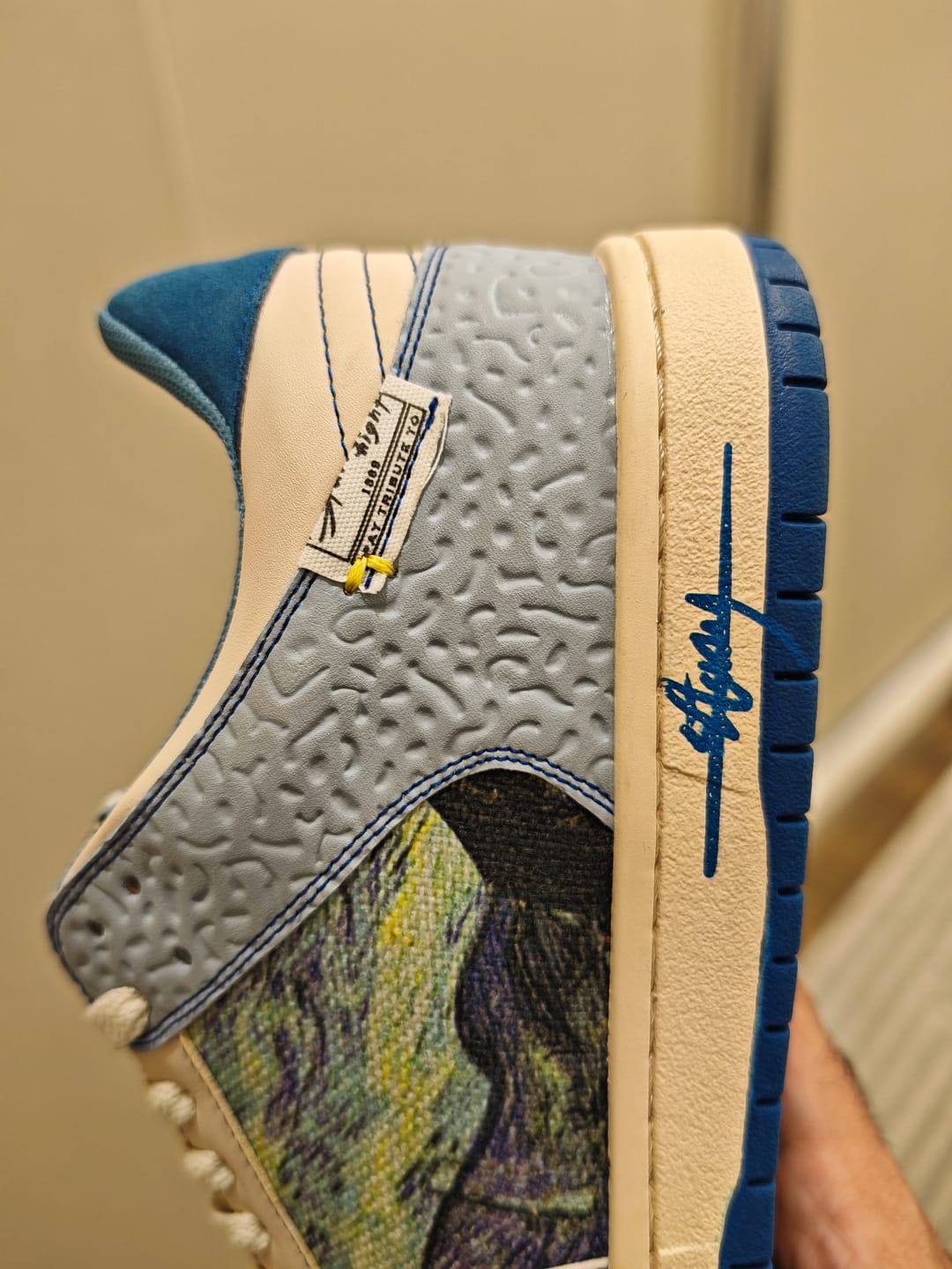 Customer photo review of The great wave off Kanagawa inspired sneakers