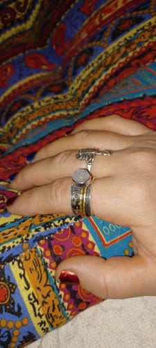 Customer photo review of Stars Moon and Moonstone Fidget Ring Sterling Silver