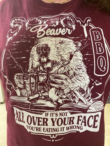 Customer photo review of Soggy Beaver BBQ Cotton Tee