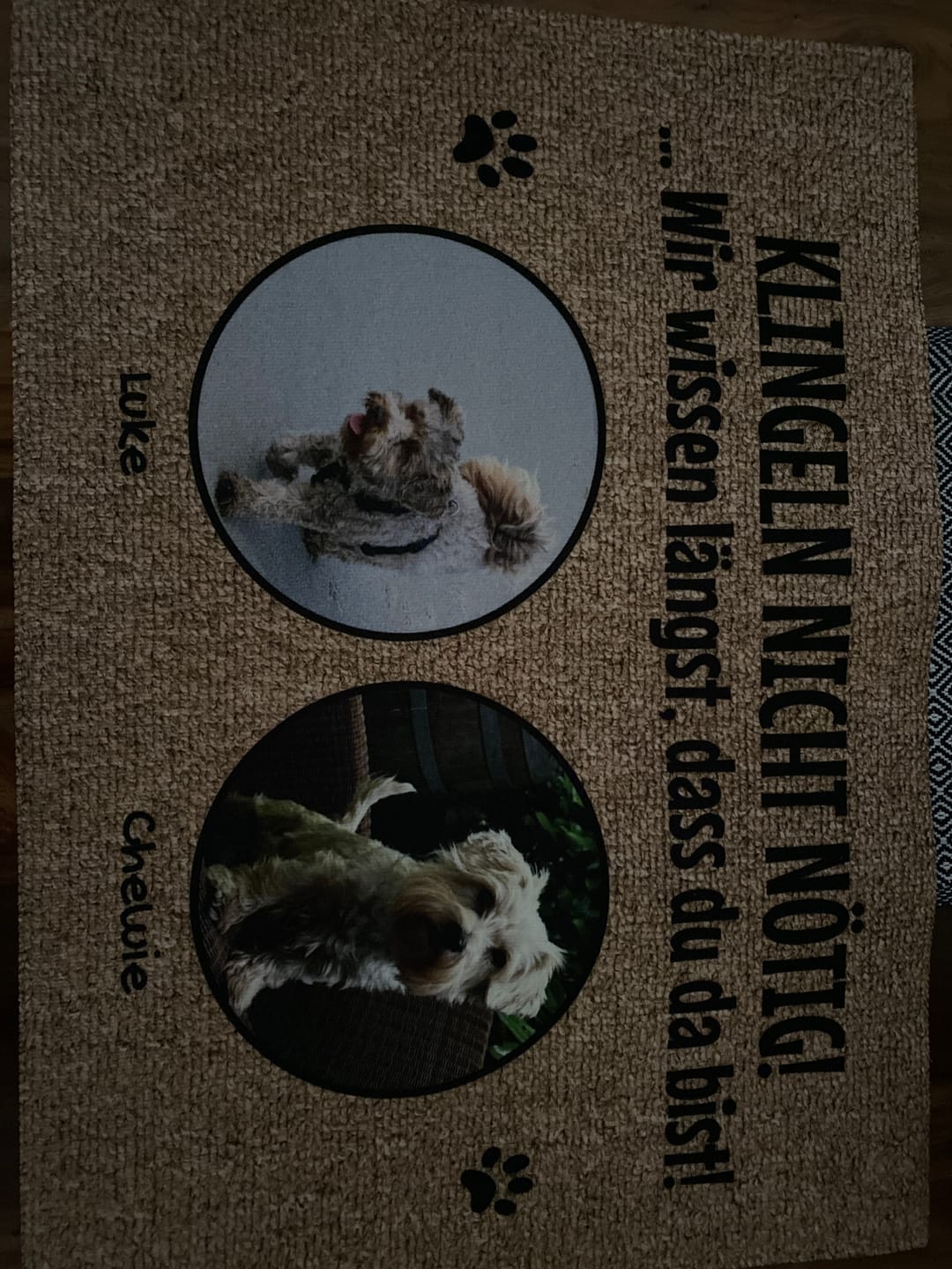 Customer photo review of Klingeln nicht nötig mit Foto - individuelle Fußmatte