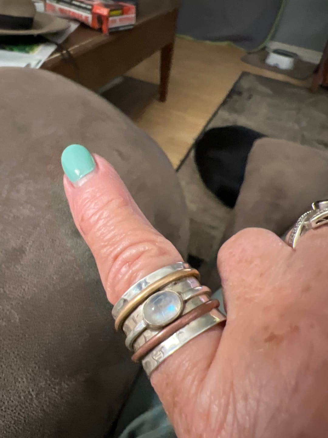 Customer photo review of Chunky Spinner Ring with Moonstone Sterling Silver