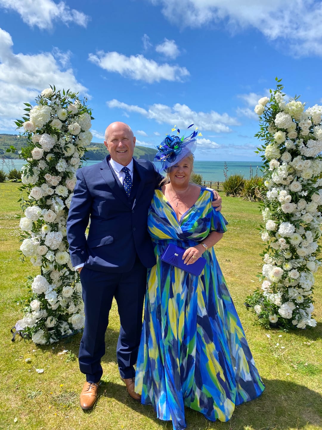 Customer photo review of Isabelle Blue Yellow Float Sleeve Maxi Dress