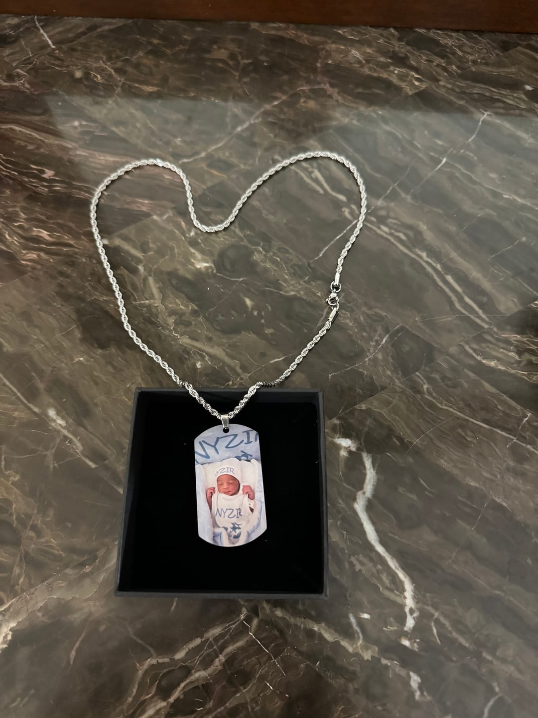 Customer photo review of Custom Military Style Colorful Photo Necklace