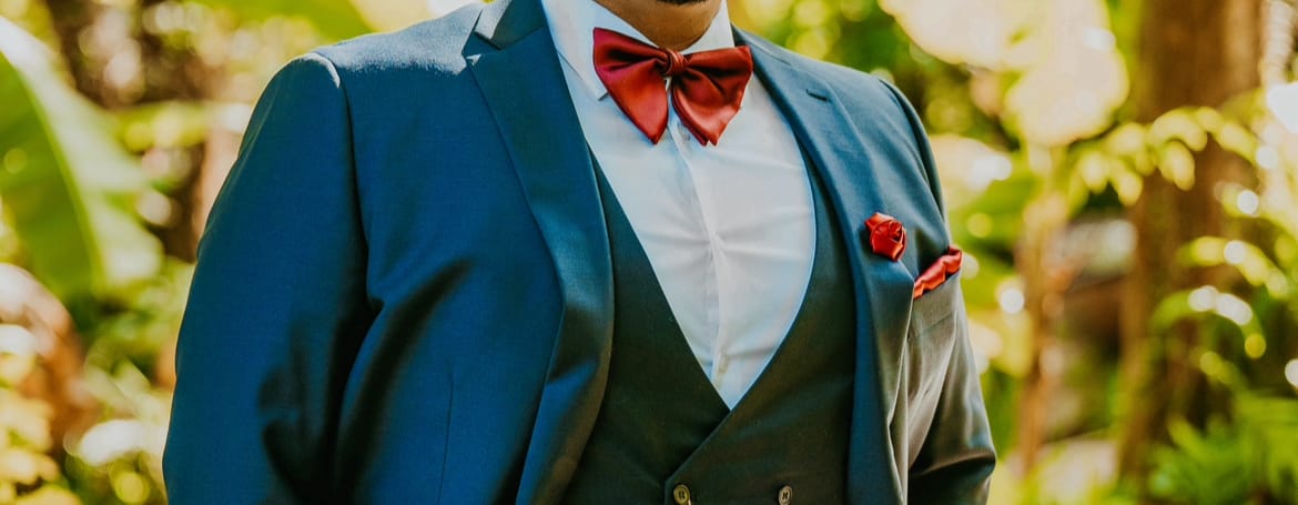 Customer photo review of Oversized Satin Bow Tie & Pocket Square Set