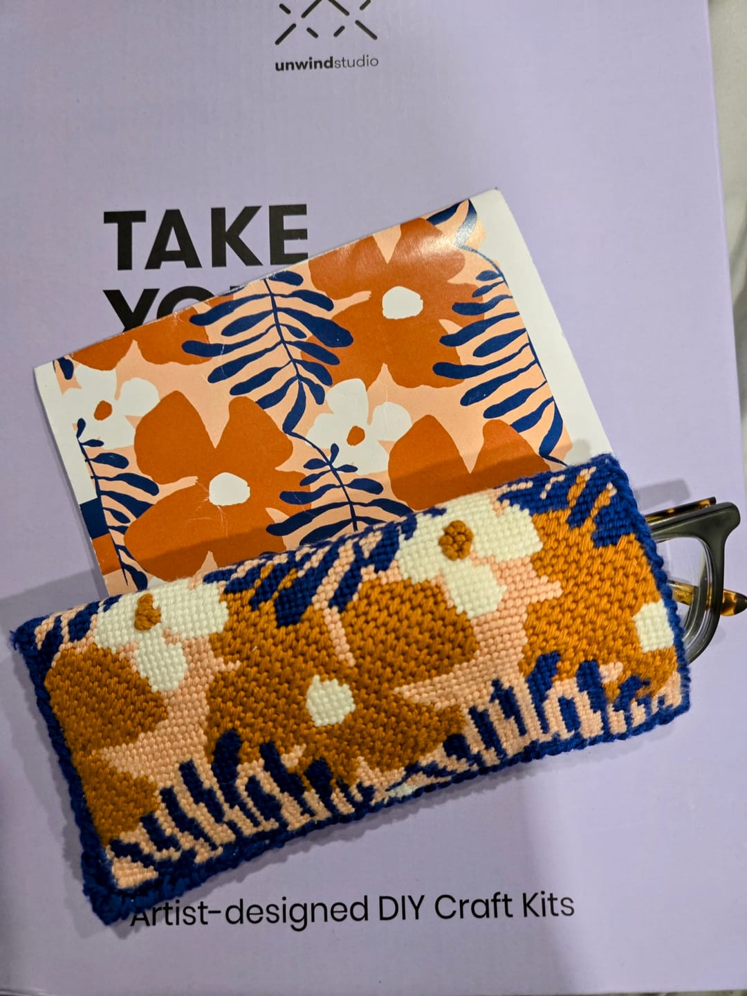 Customer photo review of Royan Sunglasses Case Needlepoint Kit