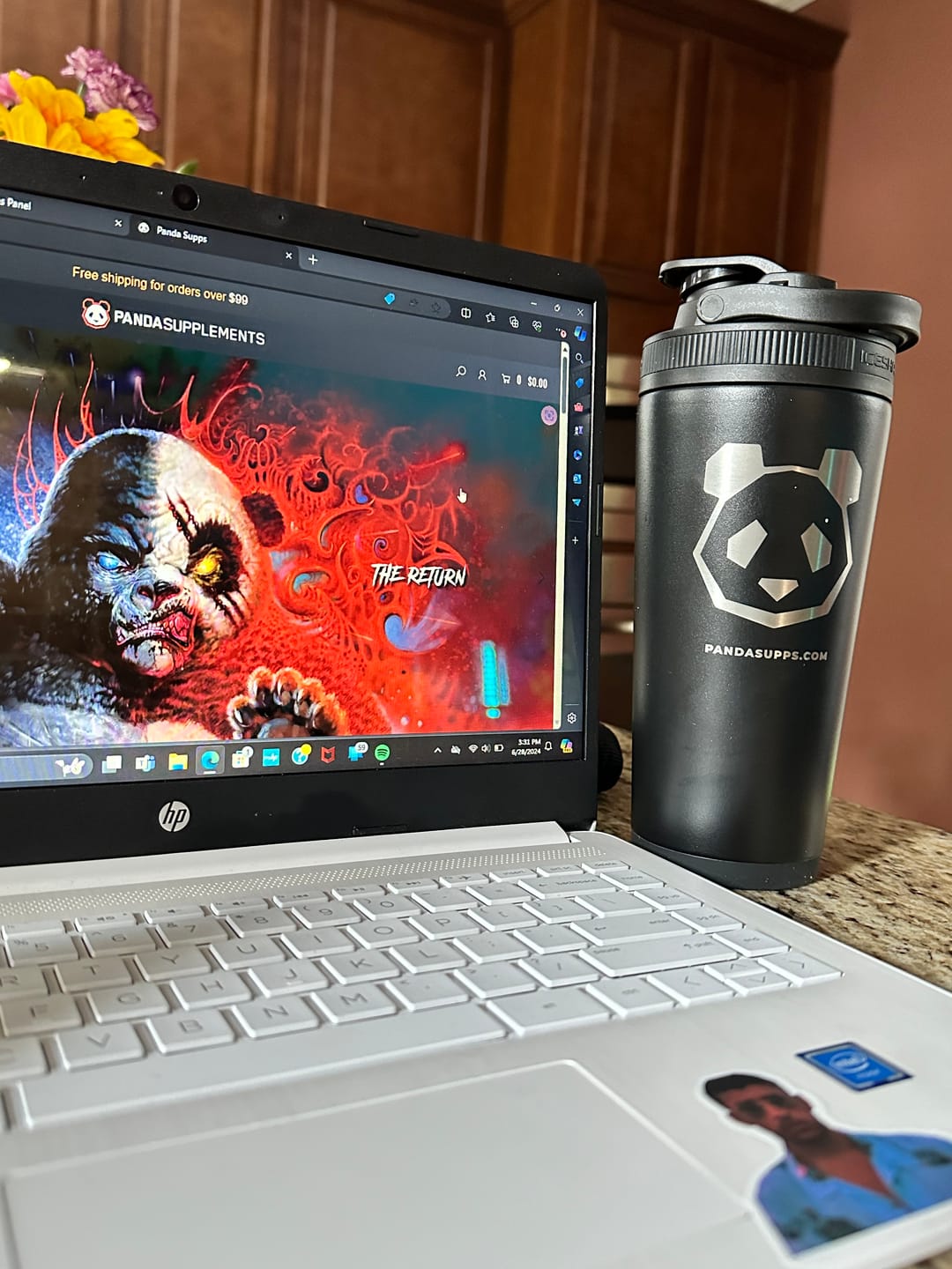 Customer photo review of 26 oz Stainless Steel Insulated Ice Shaker - Panda Logo