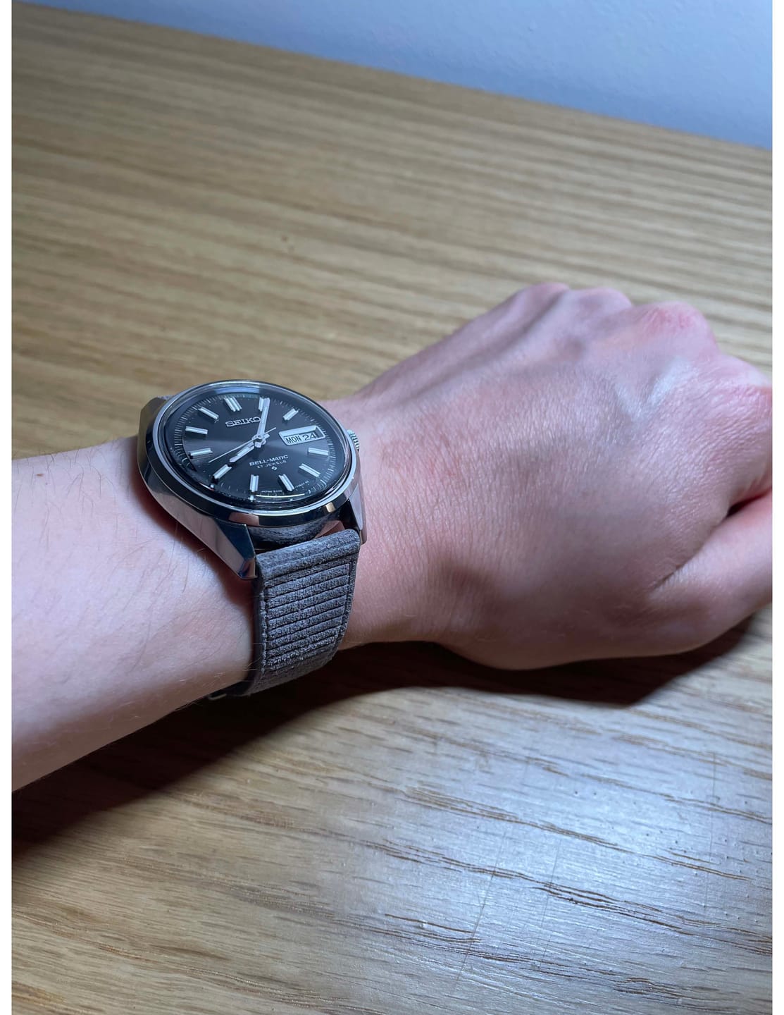 Customer photo review of Slate Grey Ridged Suede