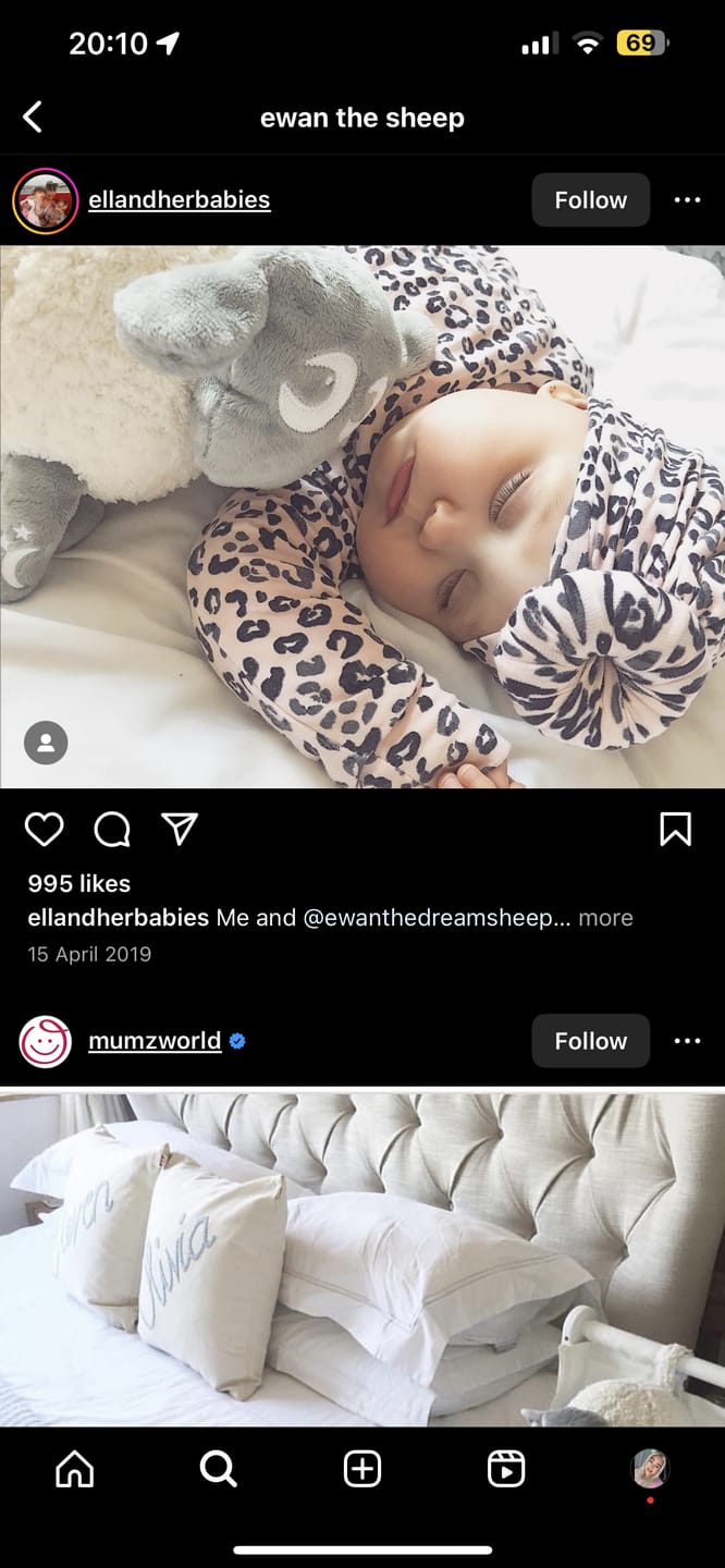 Customer photo review of ewan the dream sheep | baby sleep soother | grey