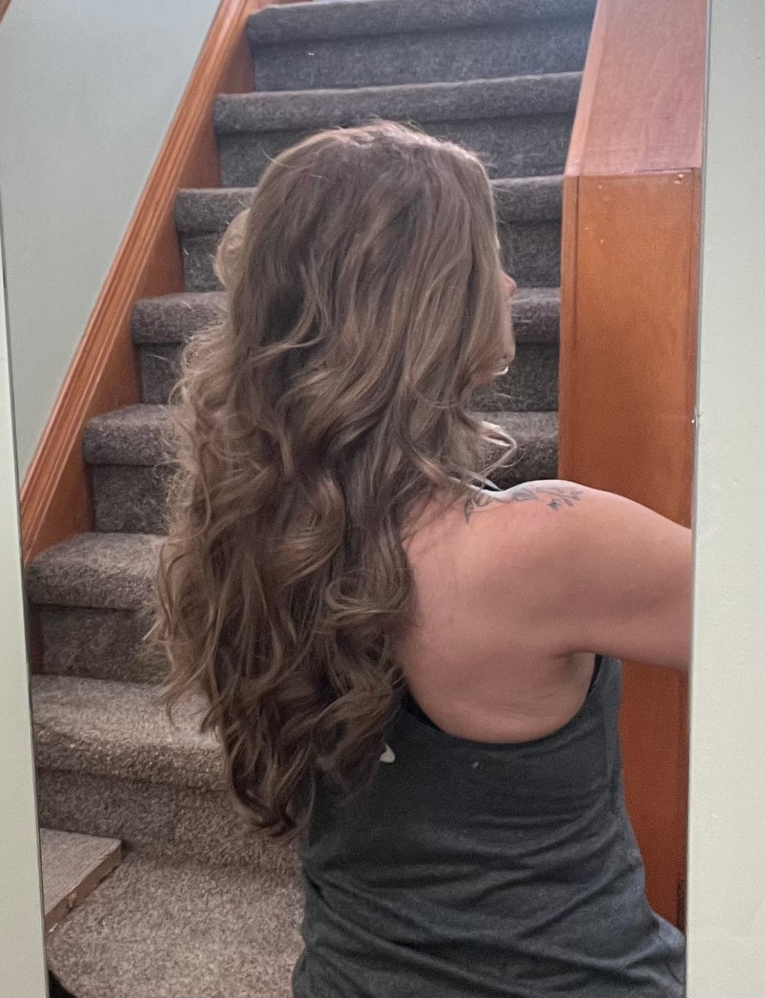 Customer photo review of Beige/Brown Highlights  DIY Hair Extensions Home Kit
