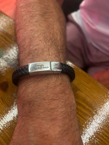 Customer photo review of Men's Personalised Message Bracelet
