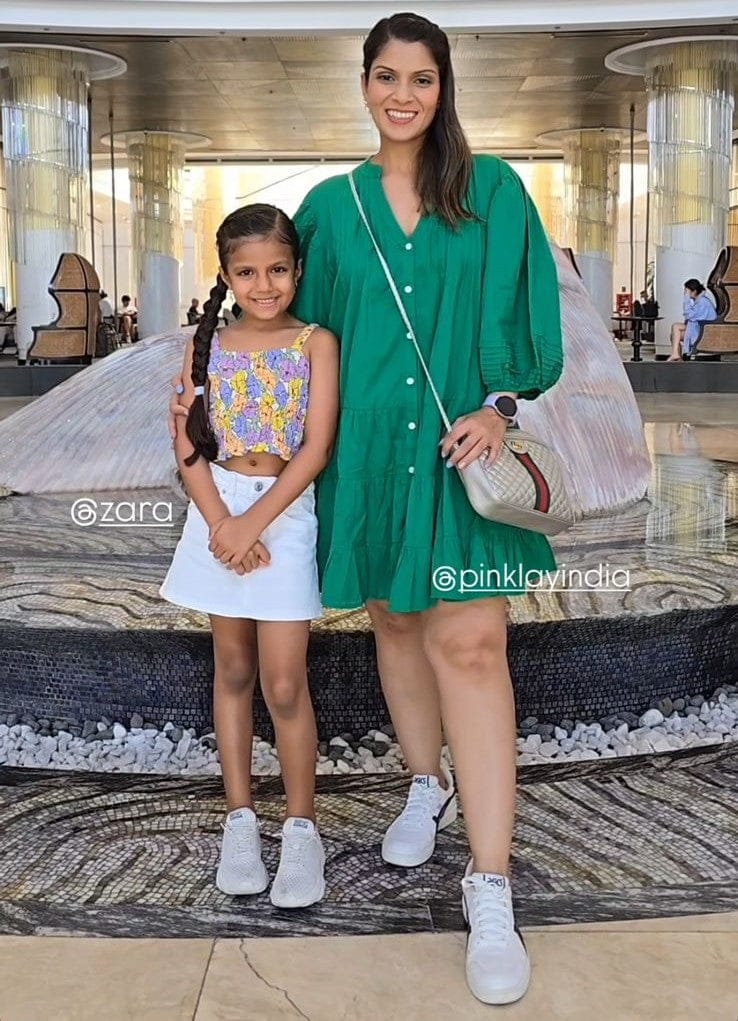 Customer photo review of Anna Forest Green Cotton Midi Dress