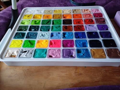 Customer photo review of Himi - Set 56 Gouache Potes 30 g Estuche Blanco