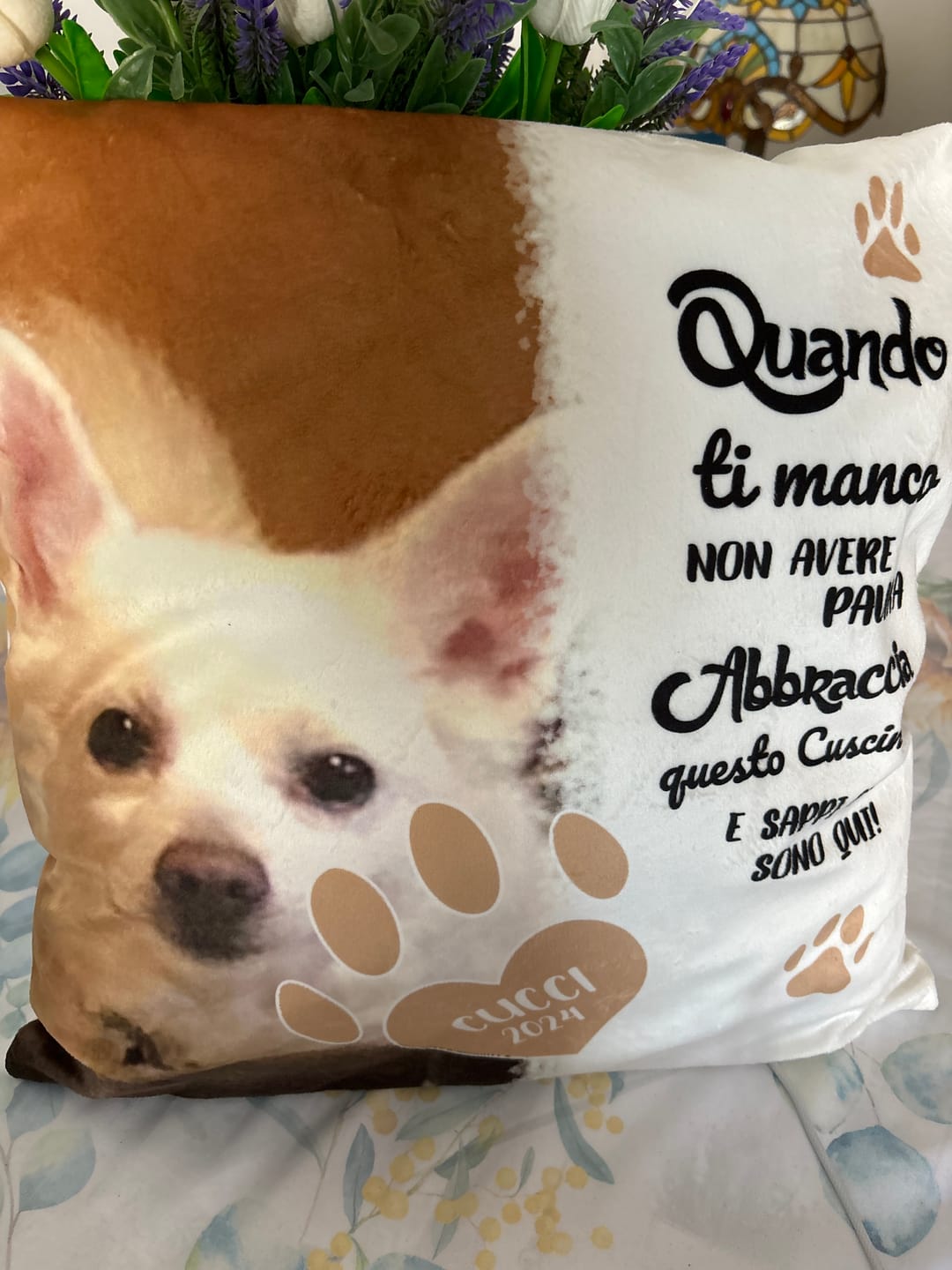 Customer photo review of Quando ti manco - Cuscino personalizzato
