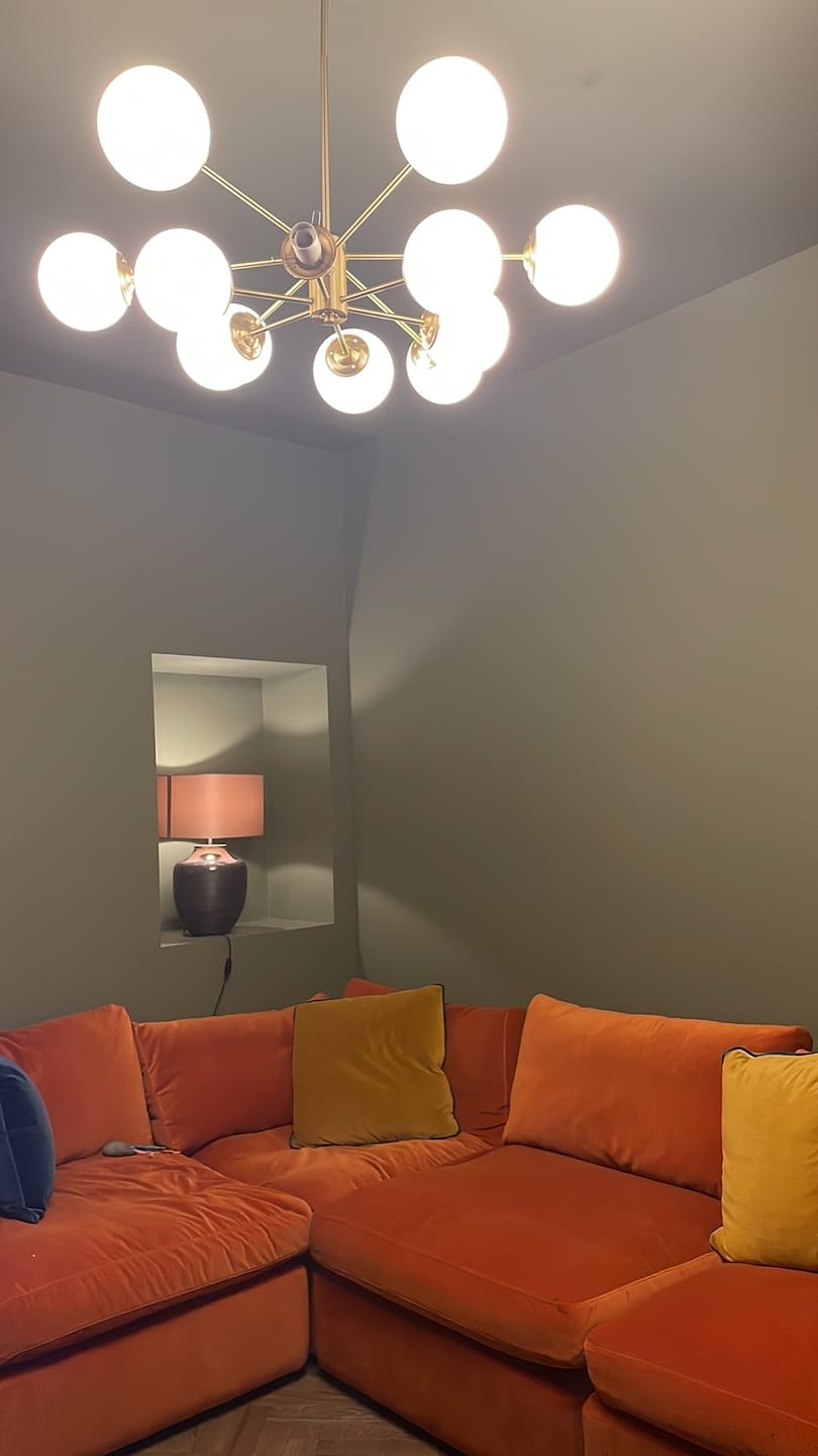 Customer photo review of 12-Light Two-tier Sputnik Opal Globe Chandelier