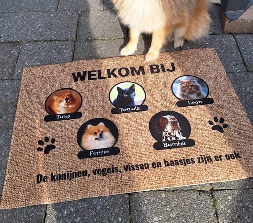 Customer photo review of Foto met naamplaatje - Gepersonaliseerde deurmat