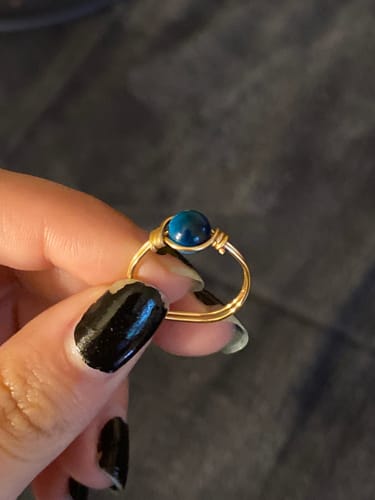 Customer photo review of Blue Tiger's Eye wire wrapped rings