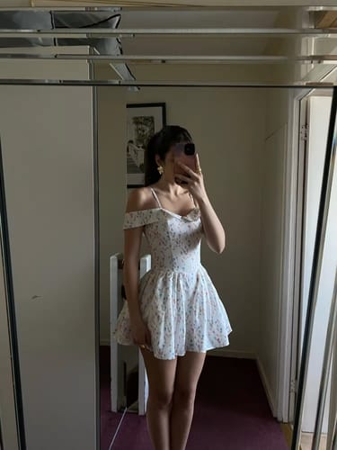 Customer photo review of Cassia Off-Shoulder Floral Mini Dress