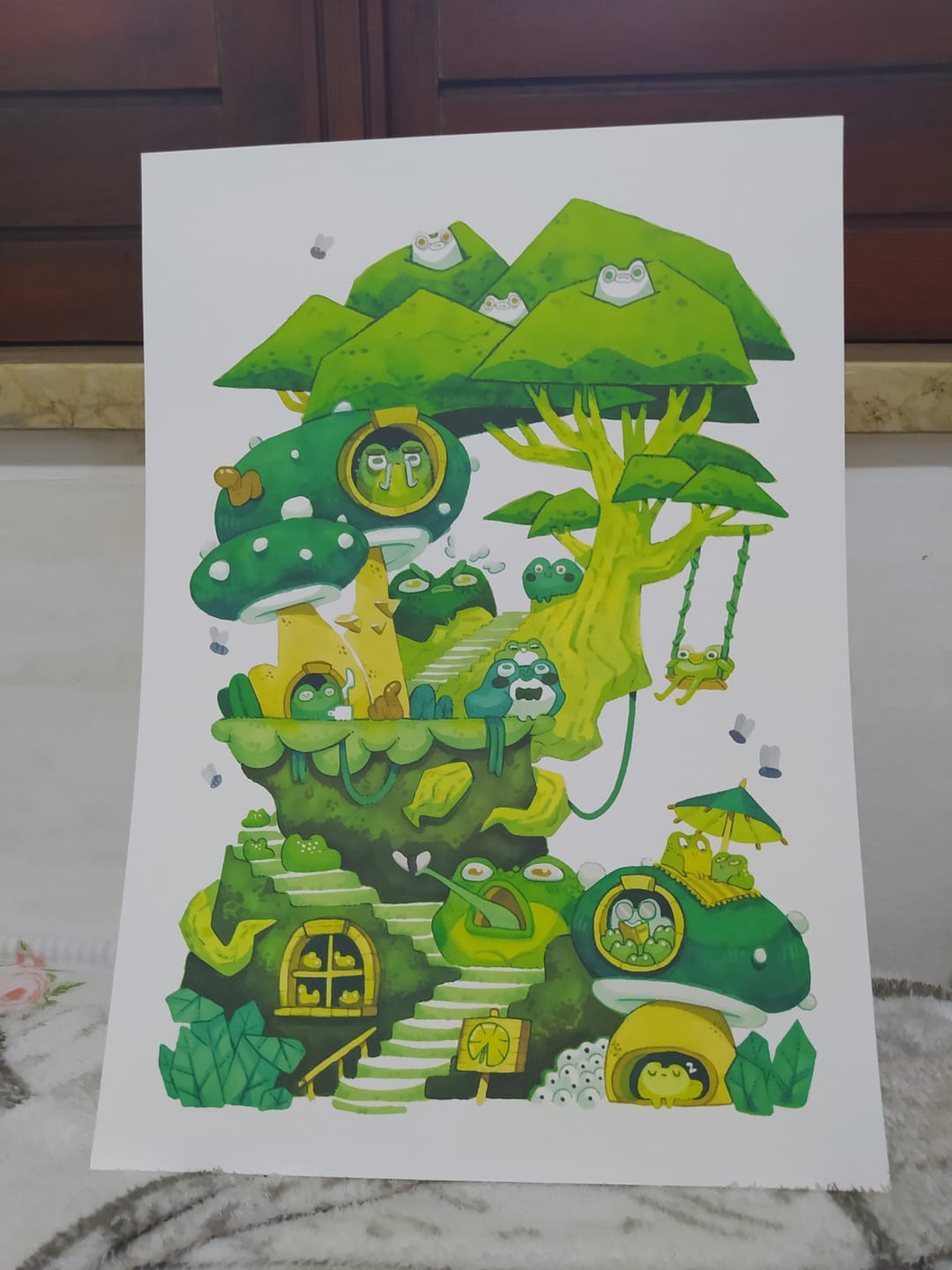Customer photo review of Green Frogs • Stampa A3 Firmata