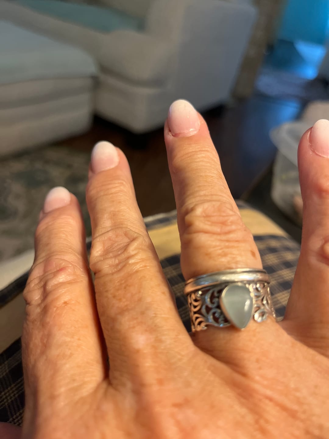Customer photo review of Teardrop Aquamarine Fidget Ring Sterling Silver