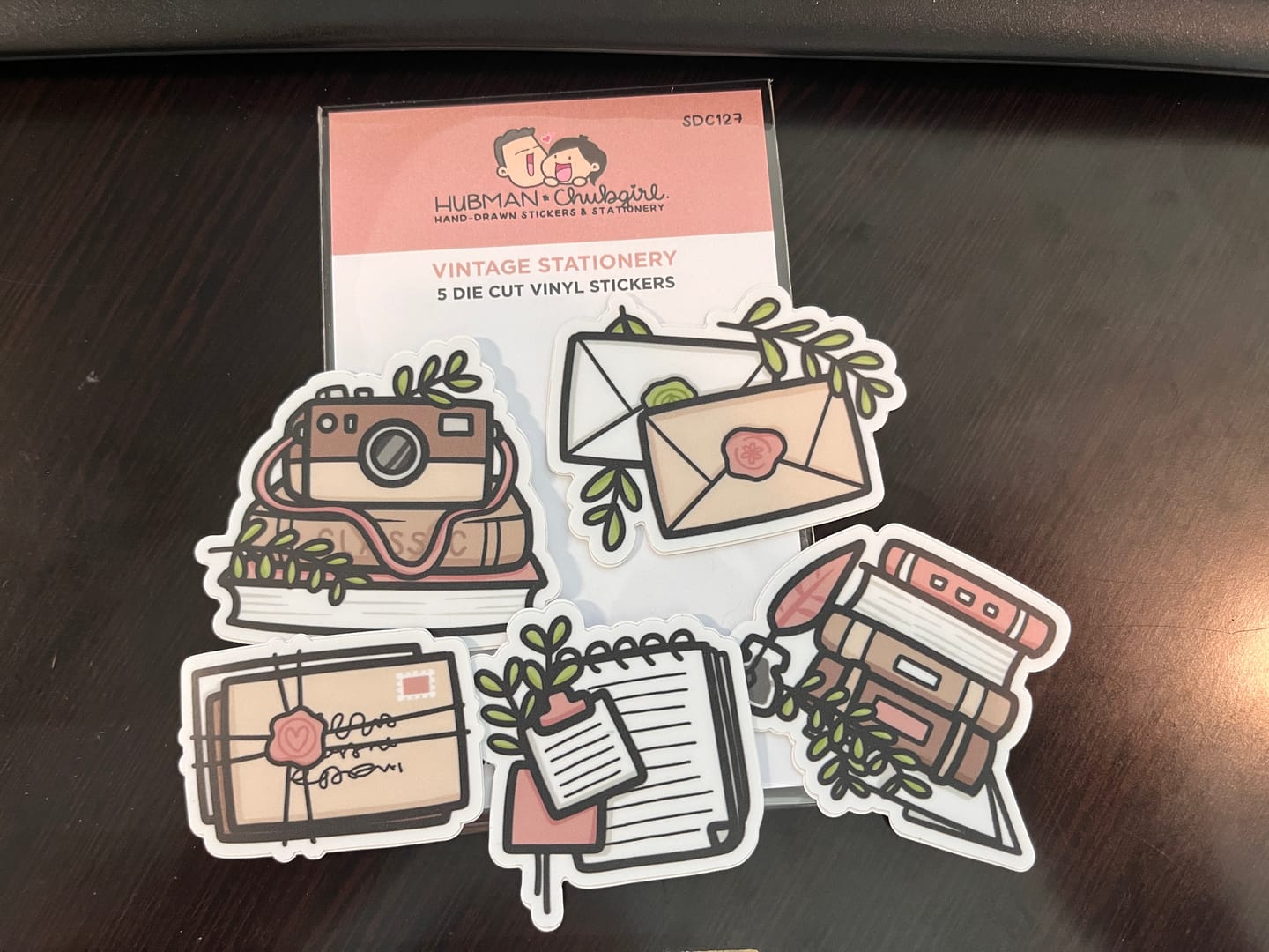 Customer photo review of Vintage Stationery Die Cut Stickers (Set of 5)