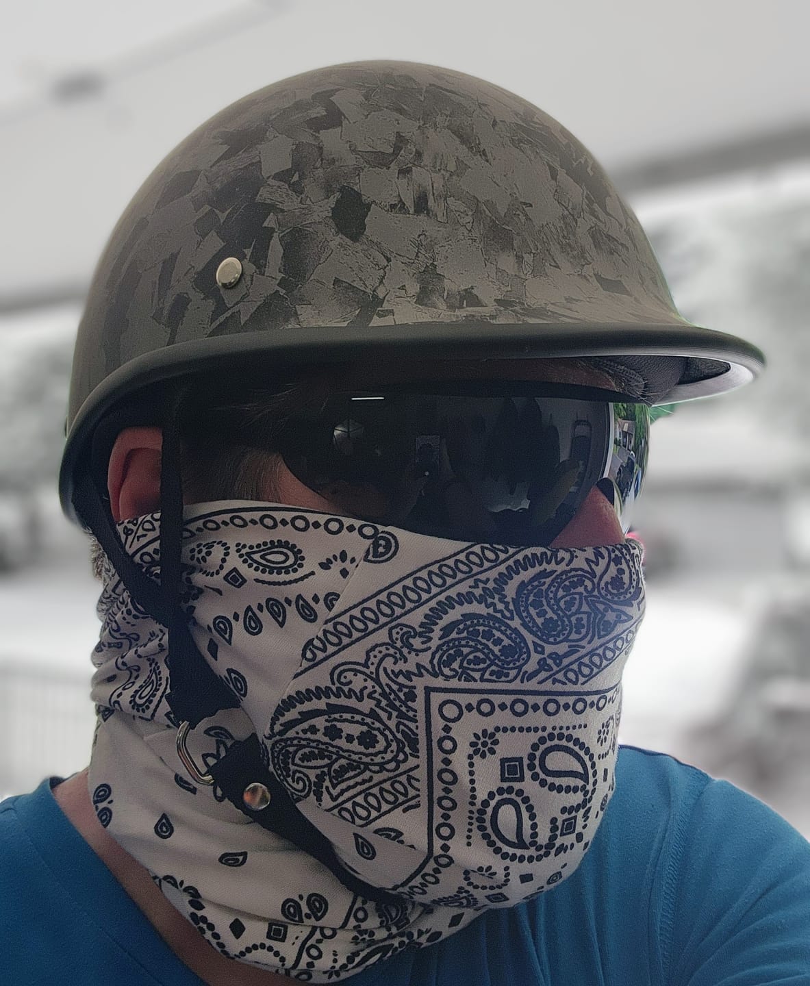 Customer photo review of Low Profile Reversible DOT Polo Helmet / Carbon Fiber