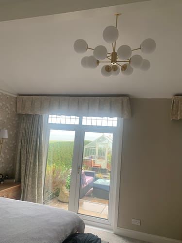 Customer photo review of 12-Light Two-tier Sputnik Opal Globe Chandelier