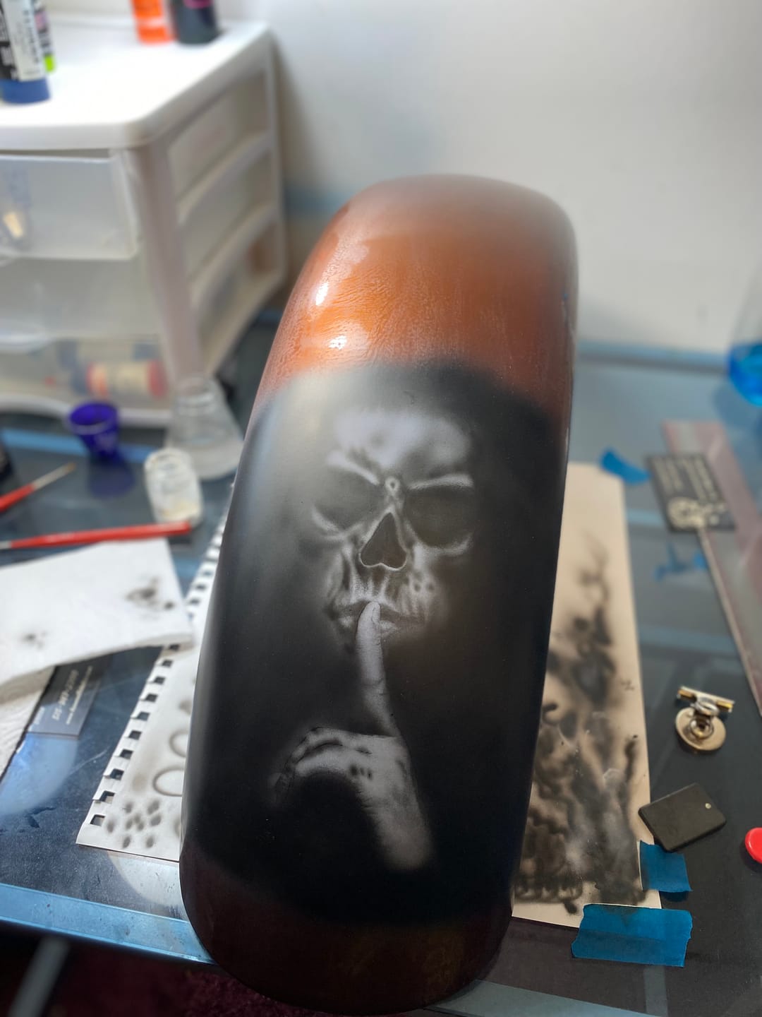 Customer photo review of Phantom skull- Be quiet- Airbrush stencil