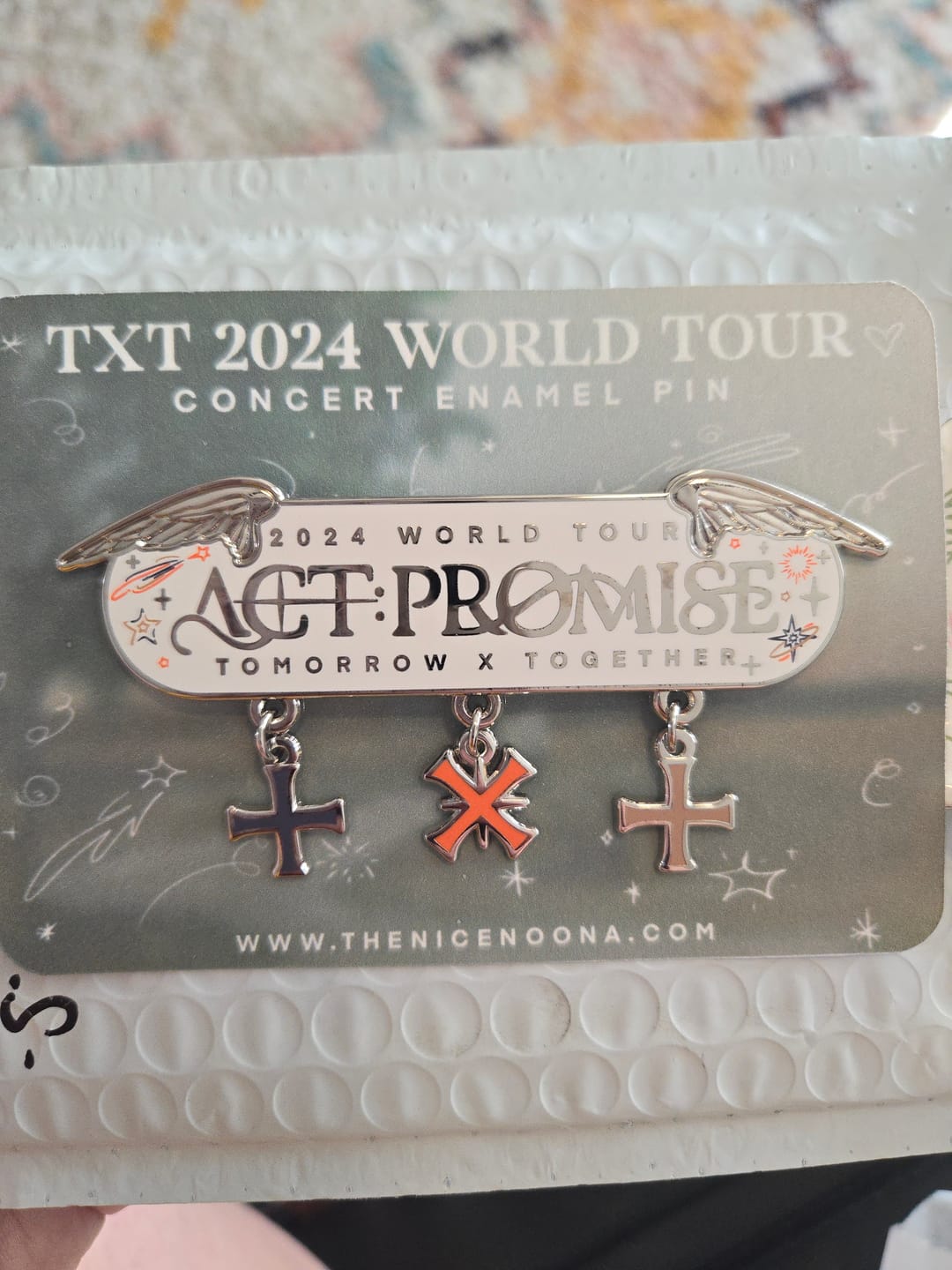 Customer photo review of TXT 2024 World Tour Enamel Pins