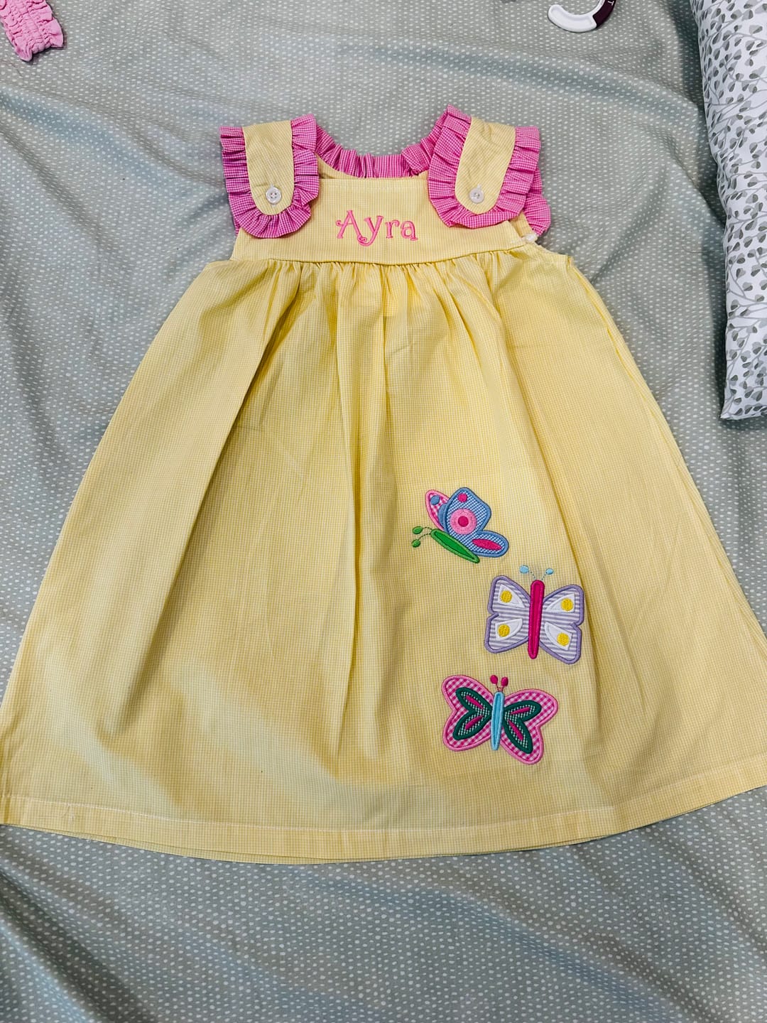 Customer photo review of Spring Butterfly Yellow Gingham Lulu Dress