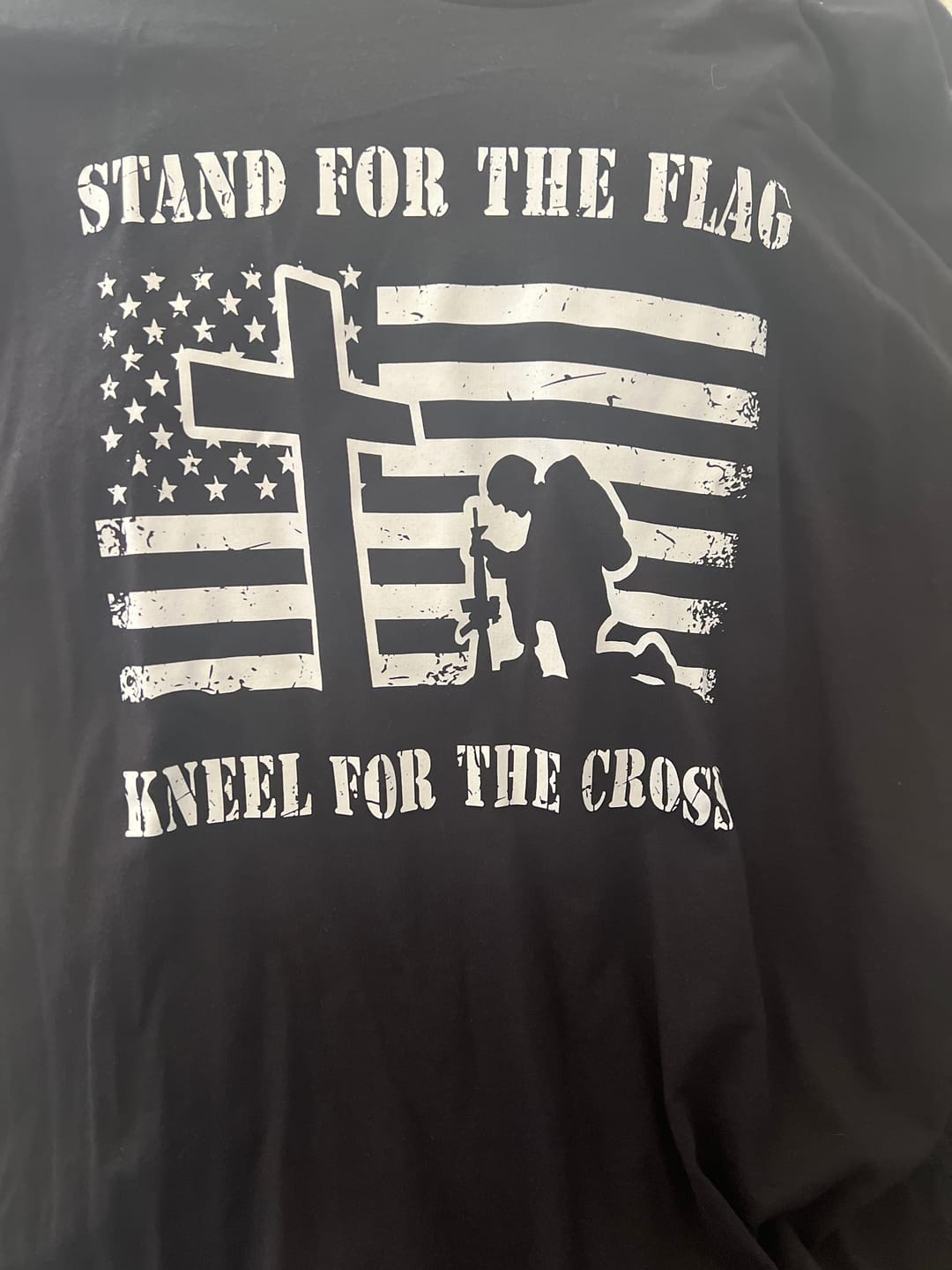 Customer photo review of Kneel For The Cross - Tee