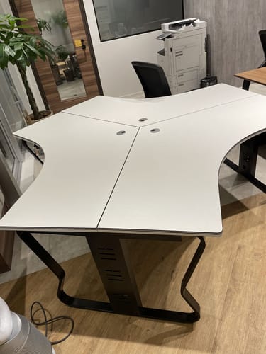 Customer photo review of Modern and Minimal Efficient 3 Person Office Desk(East Coast)