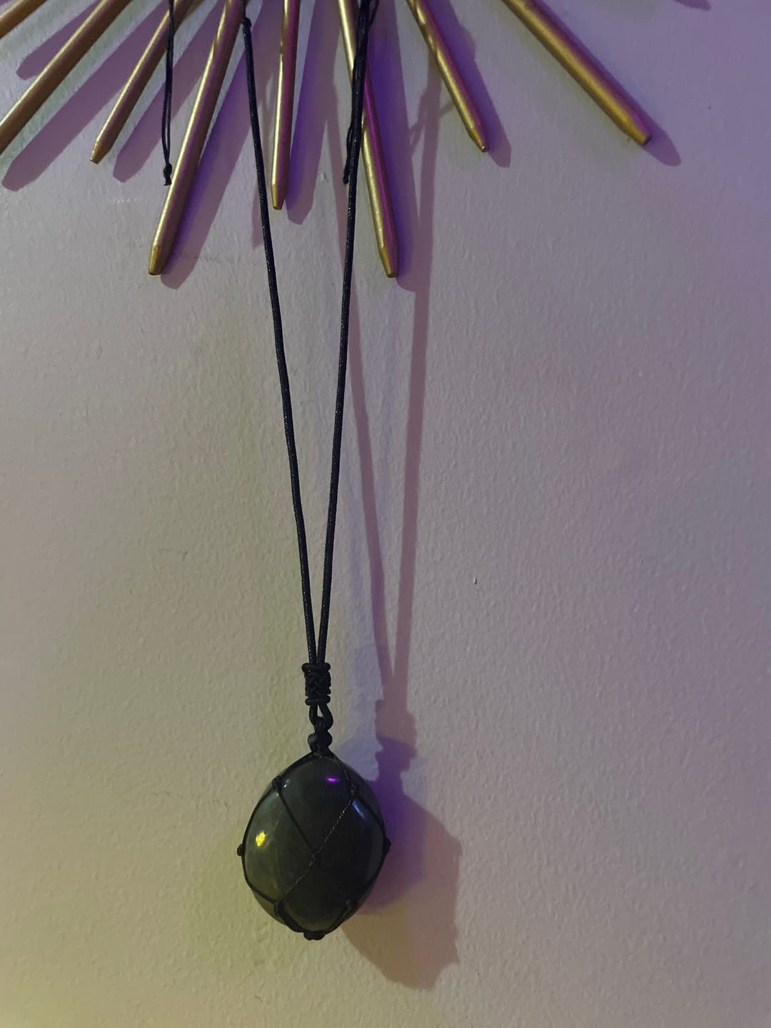 Customer photo review of Dragon's Heart Labradorite Necklace