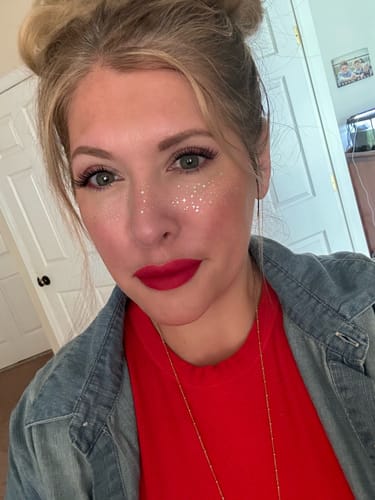 Customer photo review of Stardust Speckles + Faux Freckles Makeup Patches