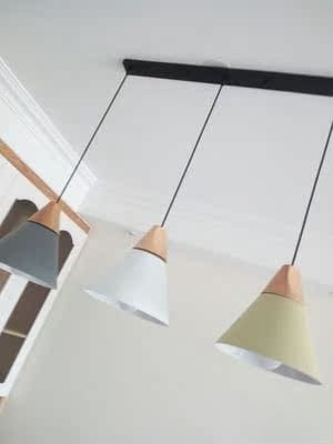 Customer photo review of Nordic Macaron Wood Cone Pendant Light
