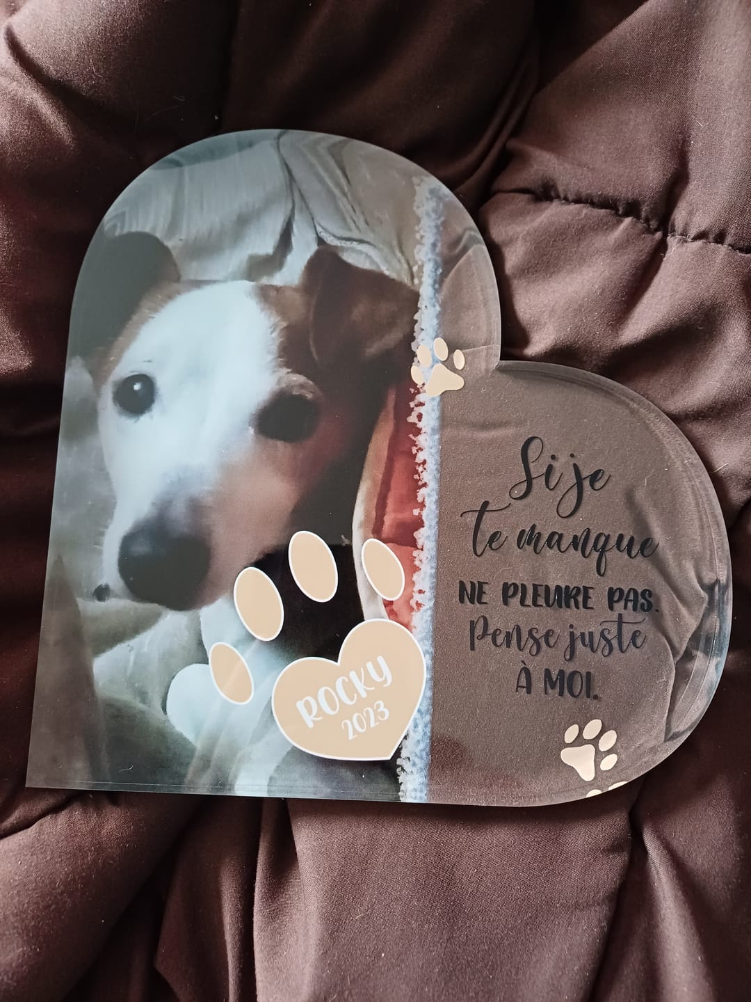 Customer photo review of Si je te manque - Cœur en verre personnalisé