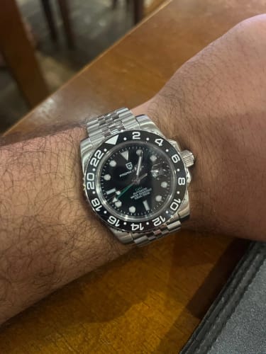 Customer photo review of ELEGANCE® P1662 Men Watch Automatic Mechanical GMT Wristwatch Sapphire Glass Stainless Steel 100M Waterproof