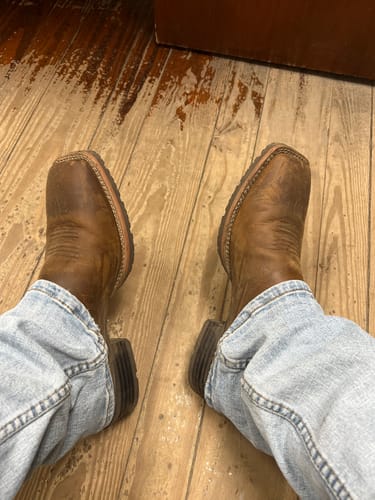 Customer photo review of Ariat® Men's Hybrid Rancher Distressed Brown Square Toe Boots 10023175