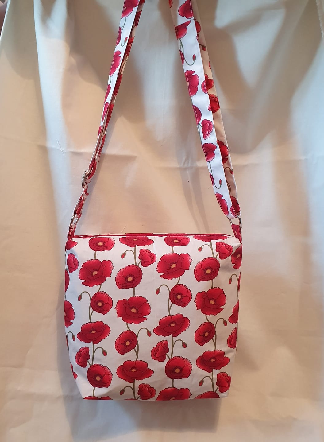 Customer photo review of Poppies Rose & Hubble Cotton Poplin Fabric