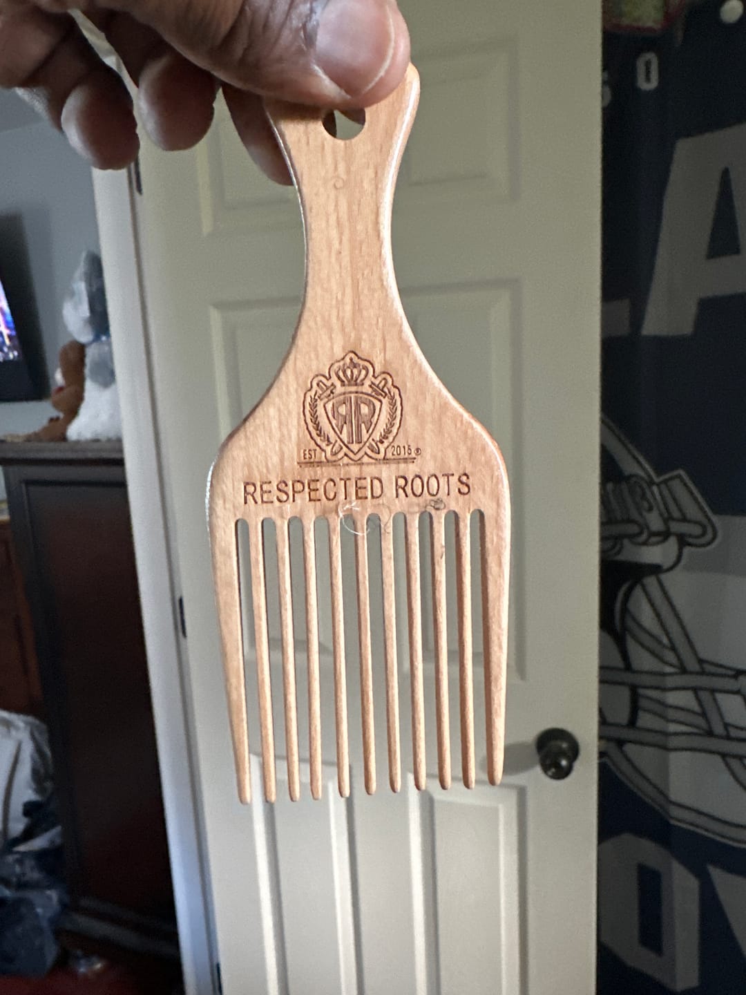 Customer photo review of Respected Roots Wooden Pick (or comb)