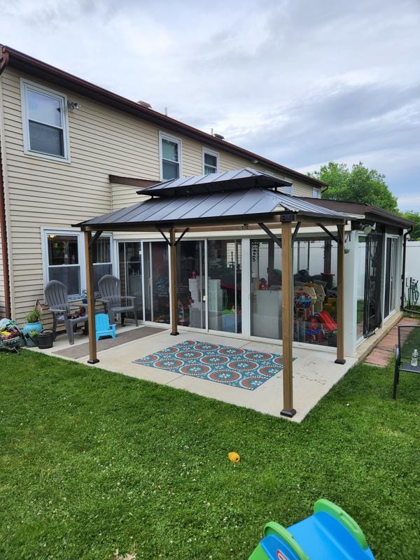 Customer photo review of SUNJOY 8x12 Brown Cedar Frame Grill Gazebo with Solar Power and Shelves - Brown
