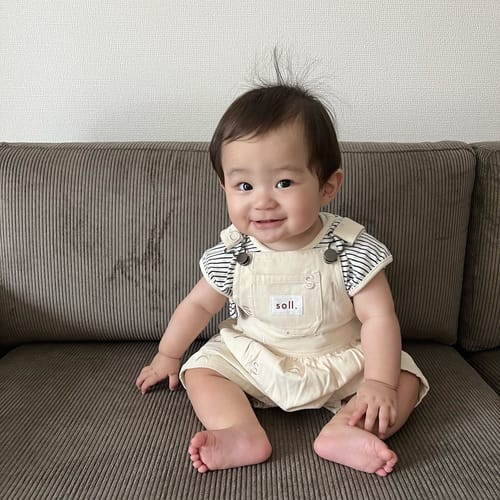 Customer photo review of Soll Pattern Short Overall - Oat