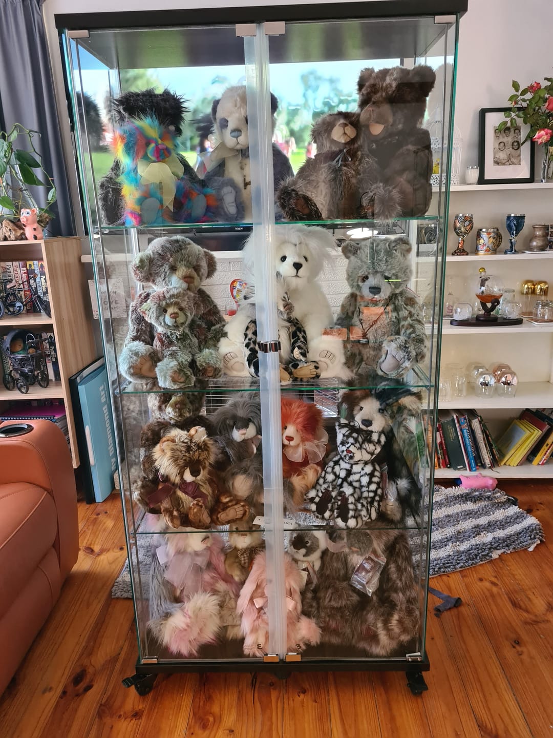 Customer photo review of Stacked 2 Doors Glass Display Cabinet Collections Storage - Black
