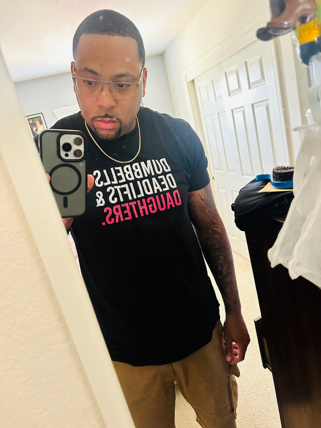 Customer photo review of Dumbbells Deadlifts & Daughters Shirt