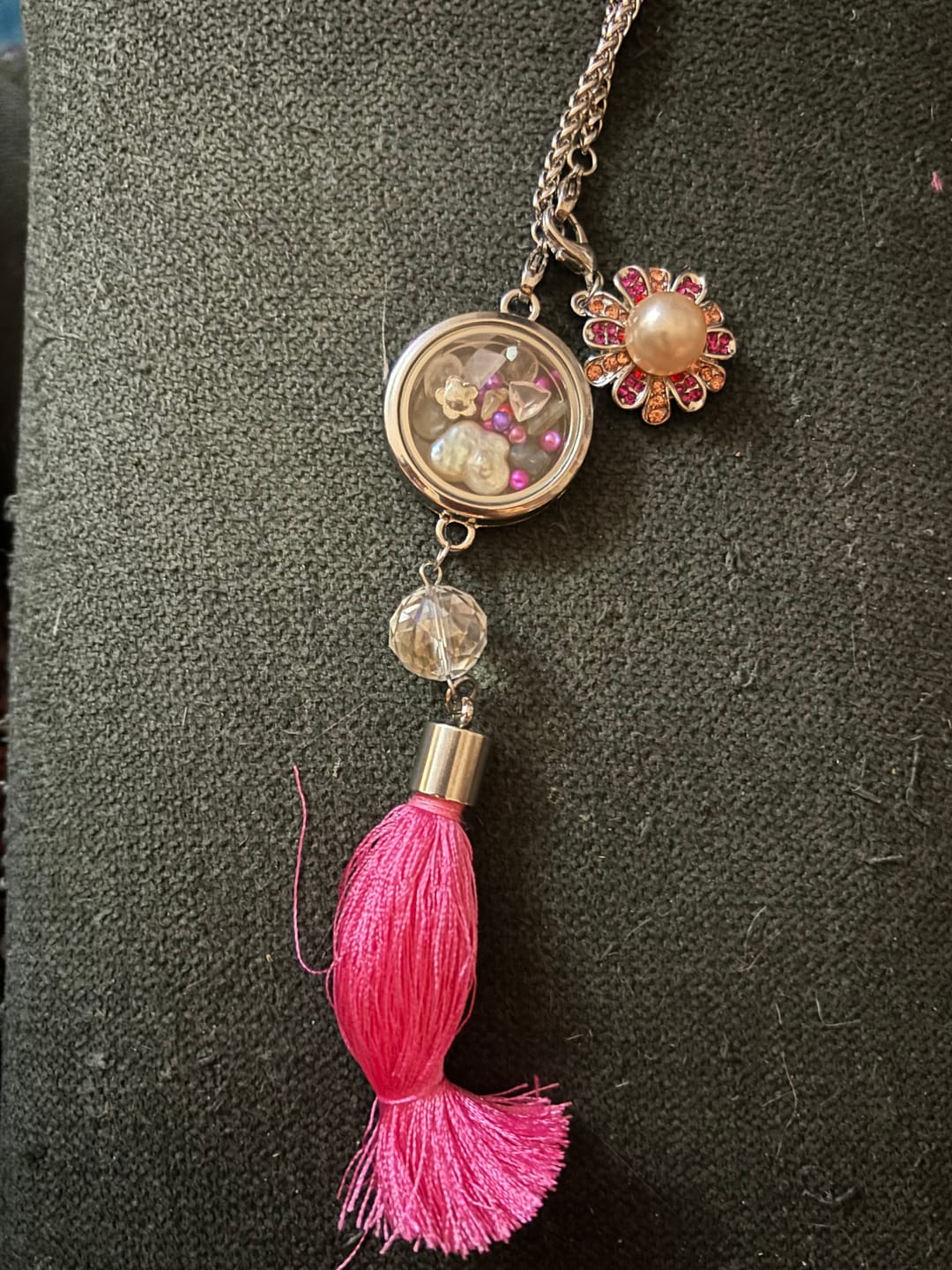 Customer photo review of Glass Locket Pendant Magnetic - Pink Car Hanging or Pendant