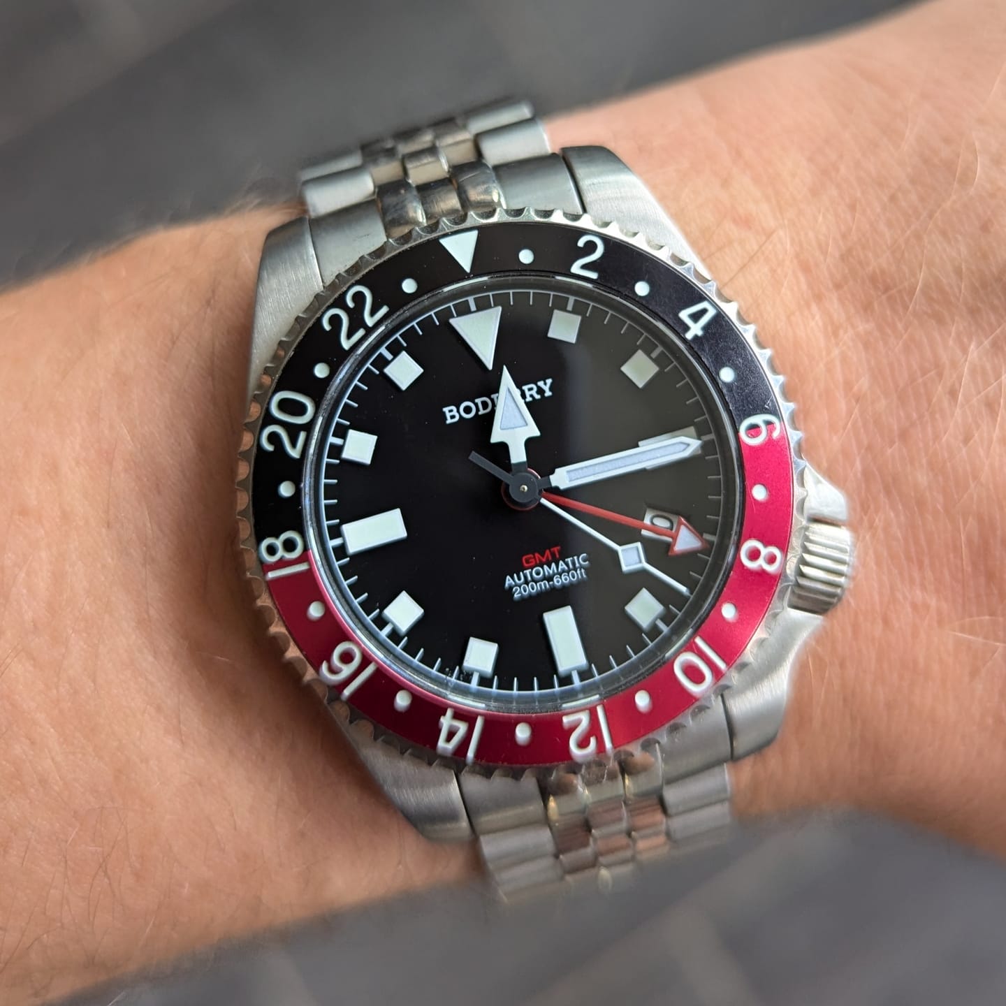Customer photo review of ADMIRAL GMT - 200M Waterproof Titanium Automatic Diver Watch | Black