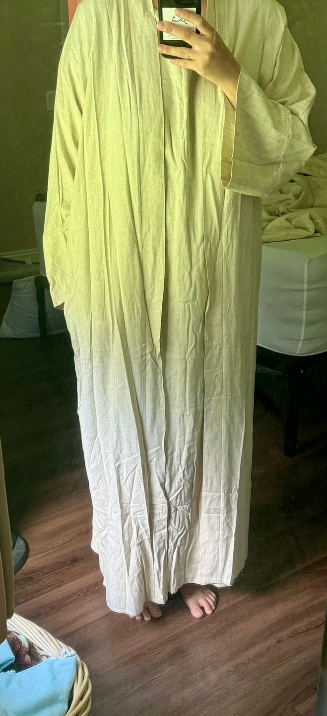 Customer photo review of Aya Linen Abaya Set - Sand