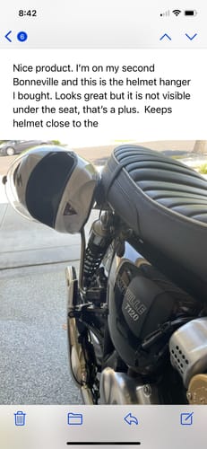Customer photo review of Brogue Triumph Modern Classic Helmet Hook (lock) - 2016+ Triumph Speed Twin, Thruxton R/RS, Bonneville T100 & T120, Street Twin / Cup