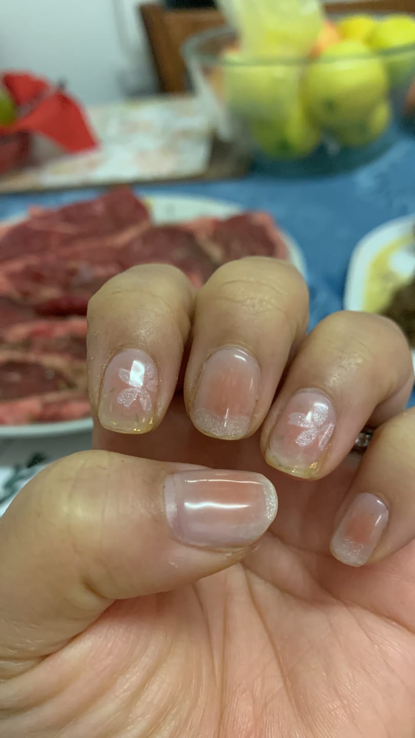 Customer photo review of Blushing Sakura DIY Semicured Gel Nail Sticker Kit (LIMITED EDITION)