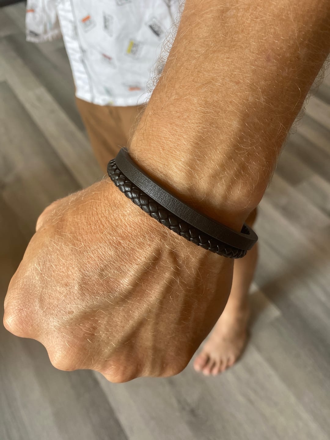 Customer photo review of Double Strand Leather Bracelet