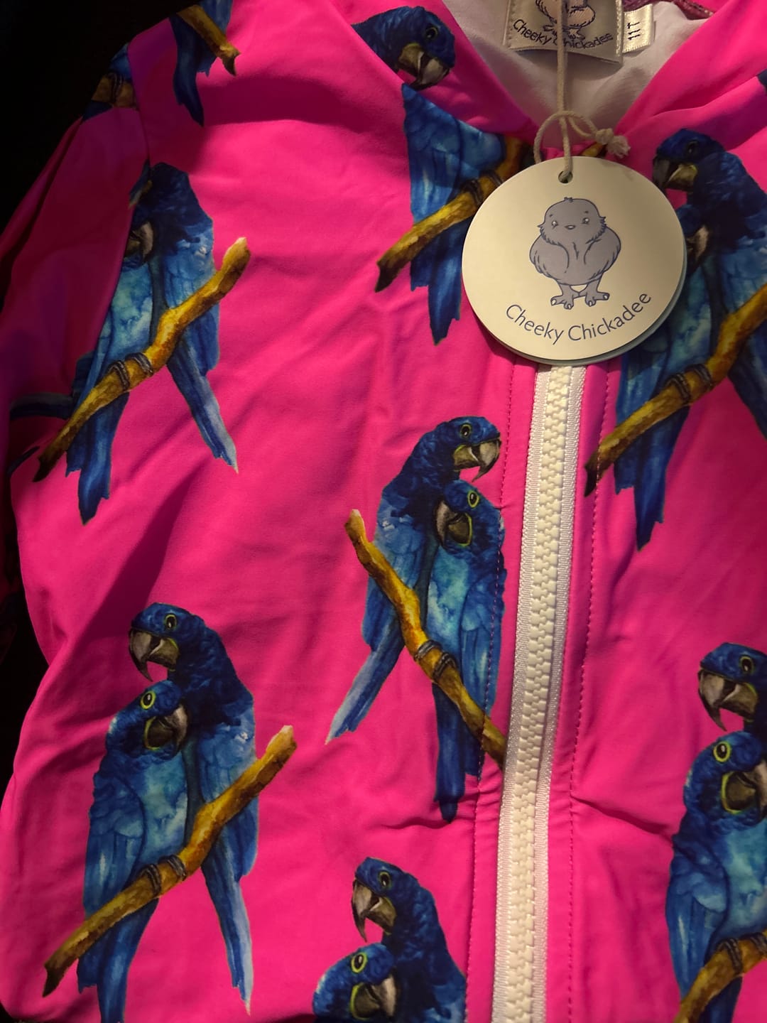 Customer photo review of PREORDER Fluro Macaw Girls Long Sleeve Zip Swimmers (Ships w/c 6th May)